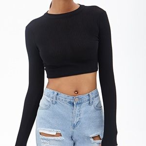 NWT Black Long Sleeve Crop Top